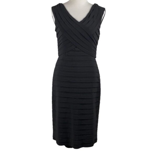 Adrianna Papell Black Pleated Cocktail Dress Size 4 - Picture 1 of 9